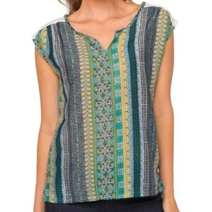 PRANA Silk/CottonTop Small Crochet Geo Gorpcore Casual Organic Cottage Indie Sm